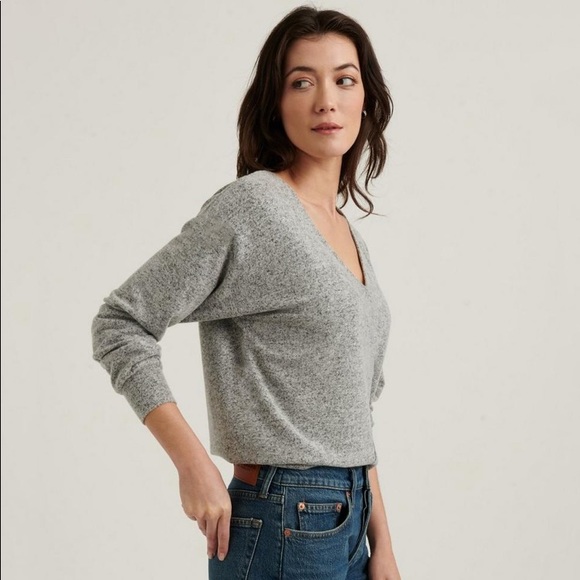 Lucky Brand Cloud Jersey V-Neck Tunic Sweater Gray - Picture 3 of 8